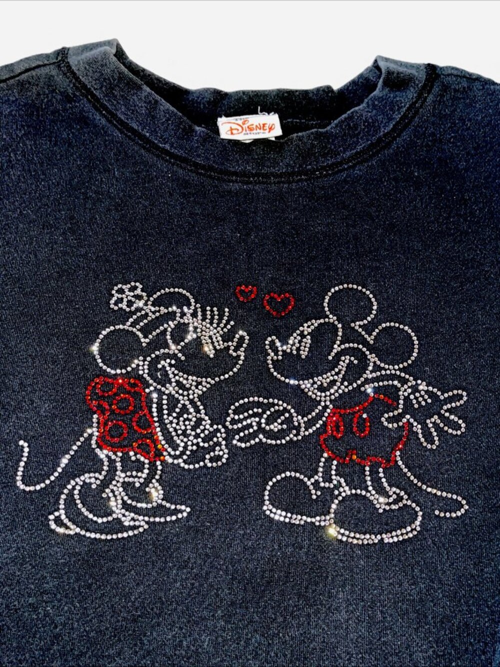 Disney Mickey Minnie Black Women’s M Sweatshirt Rhinestone Design Disney Store - Picture 4 of 9